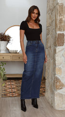 Rennie Denim Maxi Skirt - Mid Blue