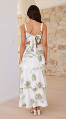 Odilia Maxi Dress - White/Green Floral