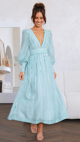 Adora Maxi Dress - Green Stripe