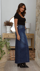 Rennie Denim Maxi Skirt - Mid Blue