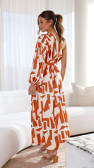 Melanie Maxi Dress - Orange/Rust Print
