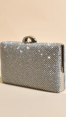 Mariah Diamante Structured Clutch - Silver