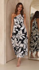 Elissa Midi Dress - Black Floral