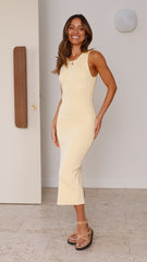 Fiona Knit Midi Dress - Yellow