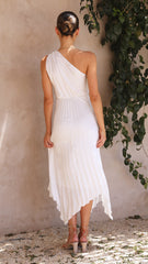 Cali One Shoulder Midi Dress - White