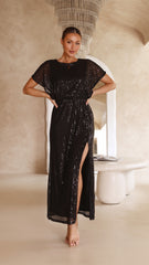 Bowie Maxi Dress - Black Sequin