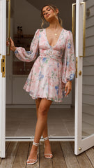 Heather Mini Dress - Pink Floral