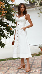 Indigo Maxi Dress - White Denim