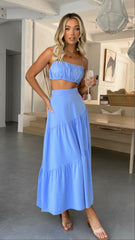 Saraya Top and Skirt Set - Blue