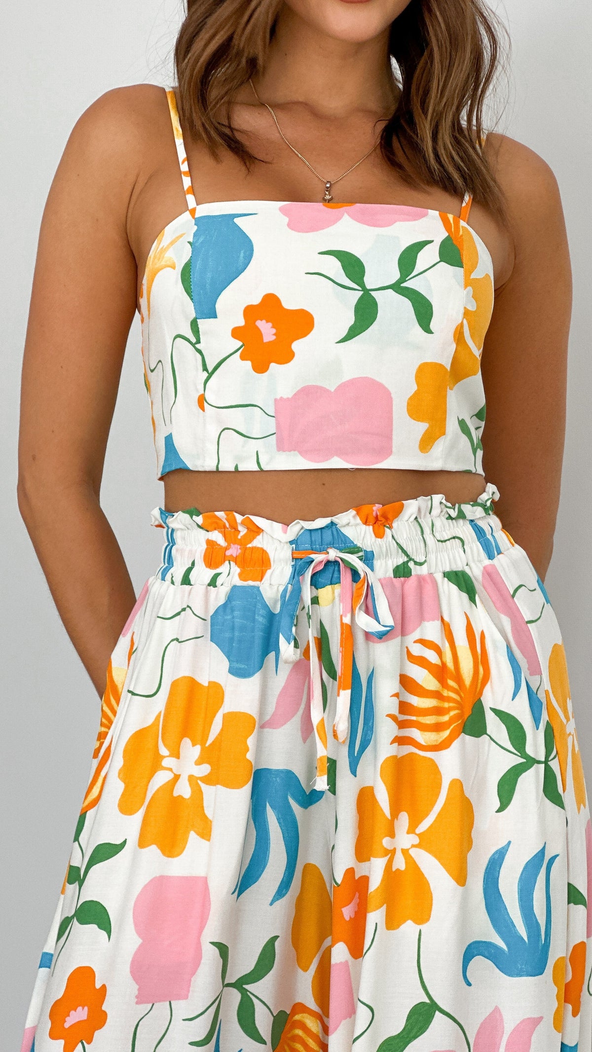 Joanie Top - Yellow / Blue Print