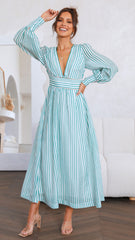Adora Maxi Dress - Green Stripe