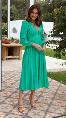 Erin Long Sleeve Midi Dress - Green