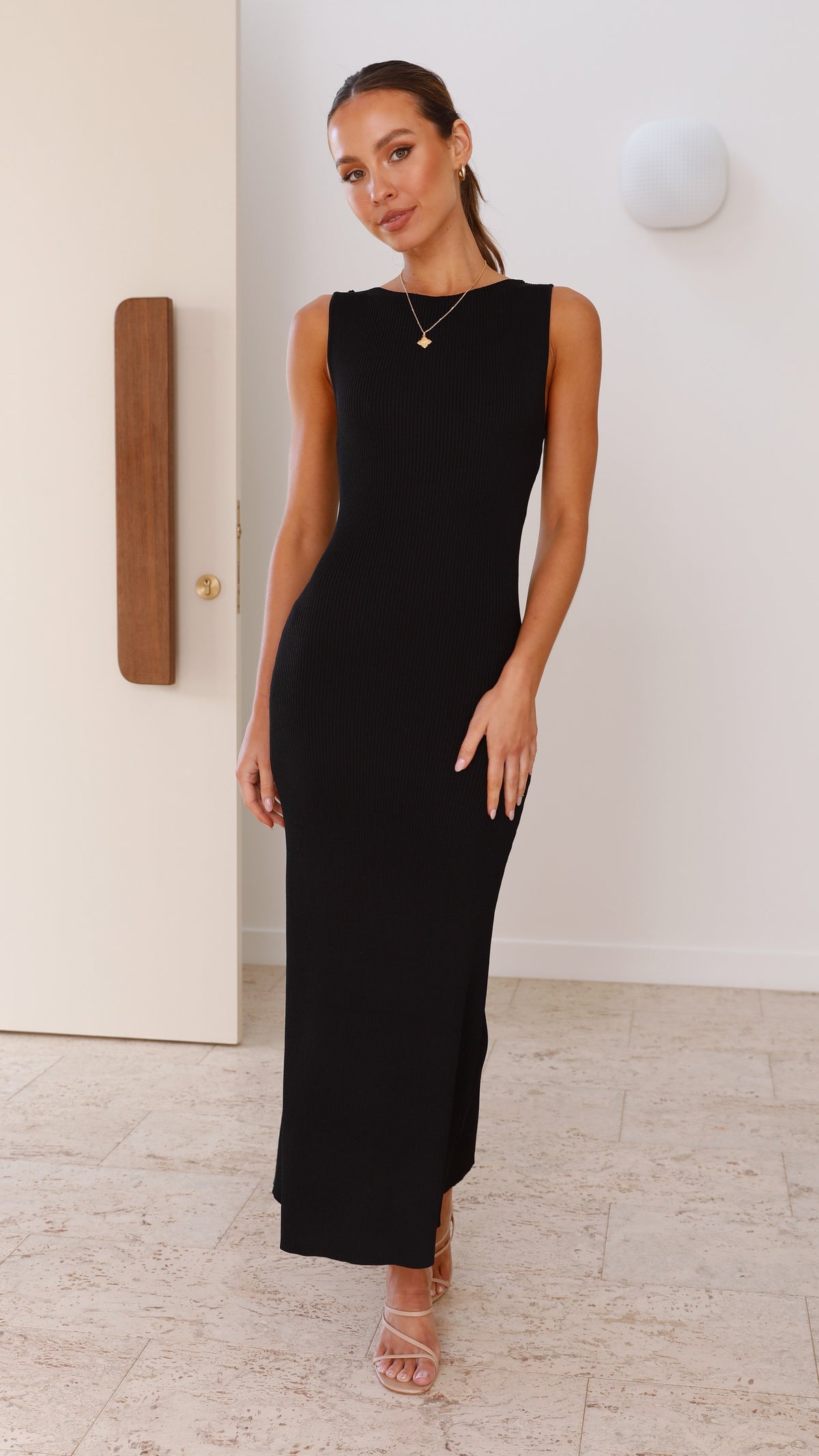 Delilah Knit Maxi Dress - Black