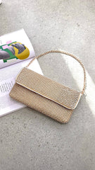 Malia Foldover Diamante Clutch - Gold