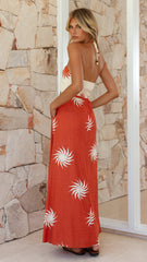 Zardia Maxi Dress - Rust/Cream Sun Print