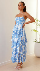 Karma Maxi Dress - Blue/White