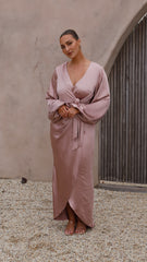 Naomi Long Sleeve Maxi Dress - Dusty Pink