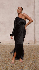 Heidi One Shoulder Maxi Dress - Black