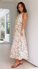 Burla Midi Dress - Pink Palms