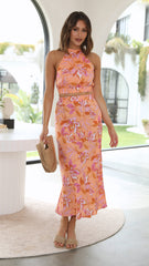 Carmen Bias Midi Skirt - Pink Floral