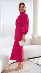Rosella Midi Dress - Hot Pink