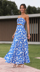 Cove Maxi Skirt - Blue Print