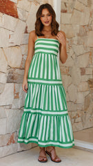 Terrah Maxi Dress - Green Stripe