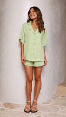 Lennox Shorts - Green Gauze