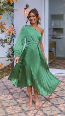 Brooklyn One Shoulder Midi Dress - Green