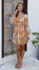 Milly Mini Dress - Yellow Floral