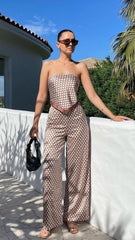 Milani Satin Pant - Chocolate Geo