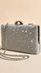 Mariah Diamante Structured Clutch - Silver