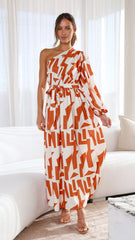 Melanie Maxi Dress - Orange/Rust Print