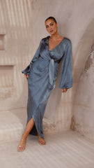 Naomi Long Sleeve Maxi Dress - Slate Blue