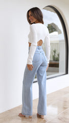 Jill Long Sleeve Crop Top - White