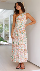 Burla Midi Dress - Pink Palms