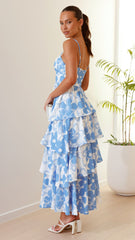 Karma Maxi Dress - Blue/White