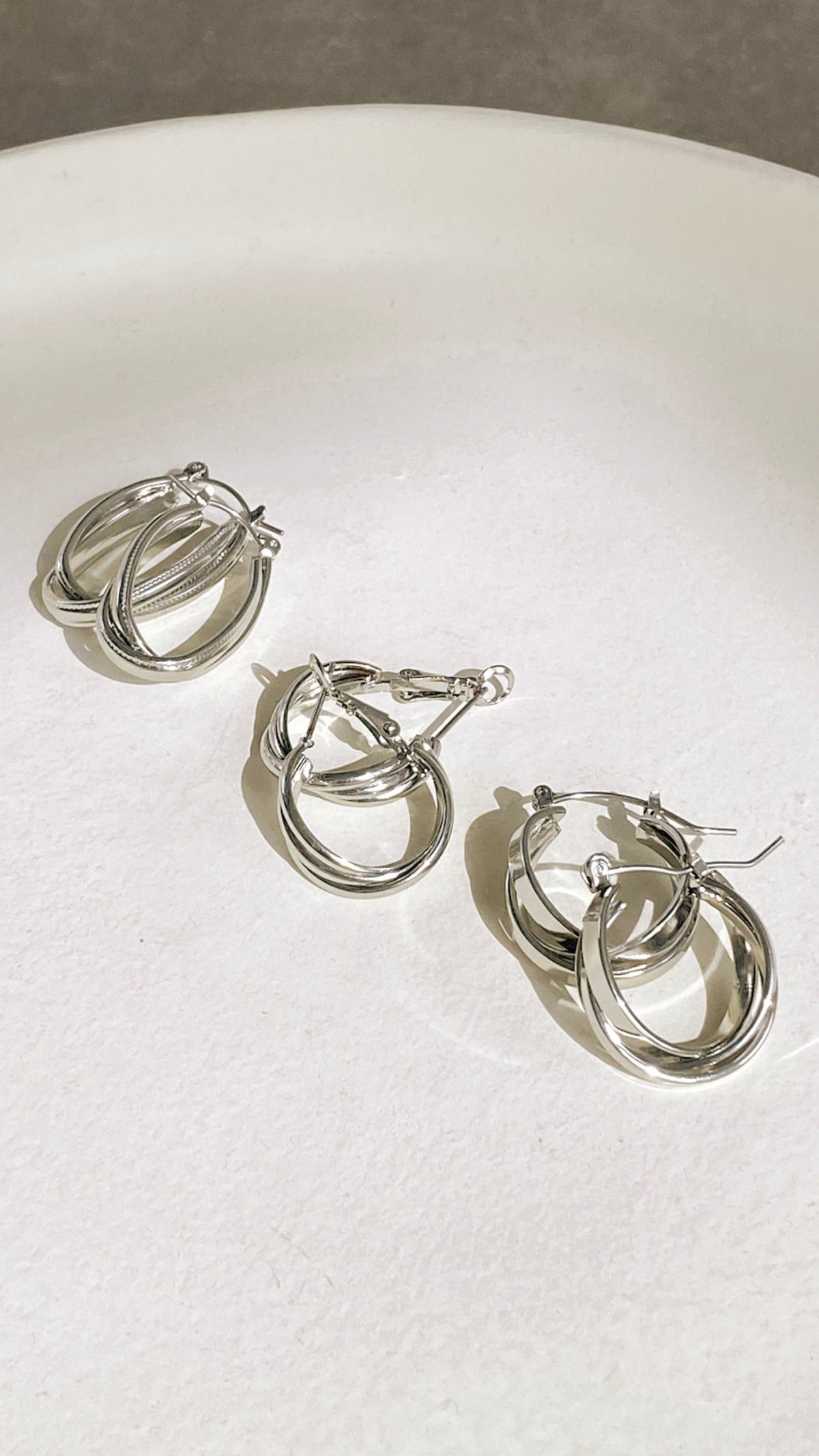 Maya Twist Earrings Set - Silver