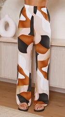 Bailie Shirt and Pants Set - Brown/Orange