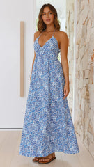 Iris Maxi Dress - Ocean Print