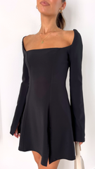 Eve Long Sleeve Mini Dress - Black