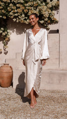 Naomi Long Sleeve Maxi Dress - Champagne