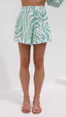 Flora Shorts - Matcha Print