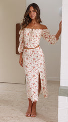 Caroline Midi Skirt - Rosie Print