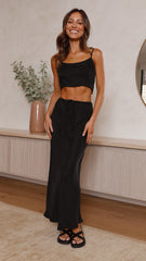 Whitney Maxi Skirt - Black Cupro
