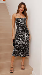 Giselle Midi Dress - Black/White