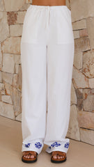 Amalia Pant - White / Blue