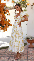 Adena Maxi Dress - Mustard/White Floral