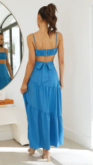 Saraya Top and Skirt Set - Cobalt Blue