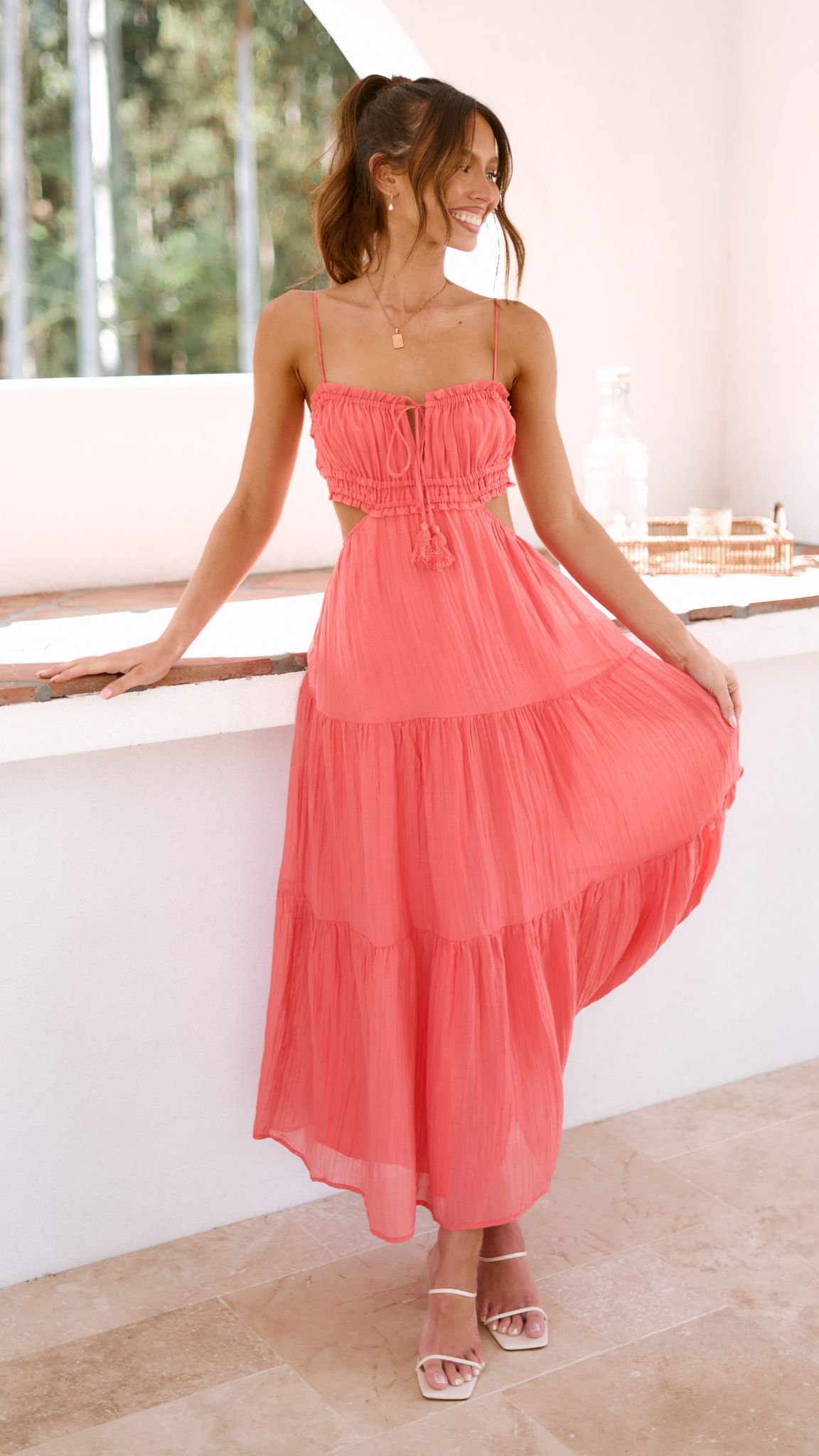 Vella Midi Dress - Coral